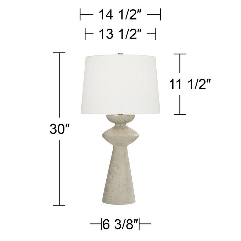 Possini Euro Design Claire 30" Tall Large Mid Century Modern Farmhouse Rustic End Table Lamp White Beige Living Room Bedroom Bedside Nightstand House