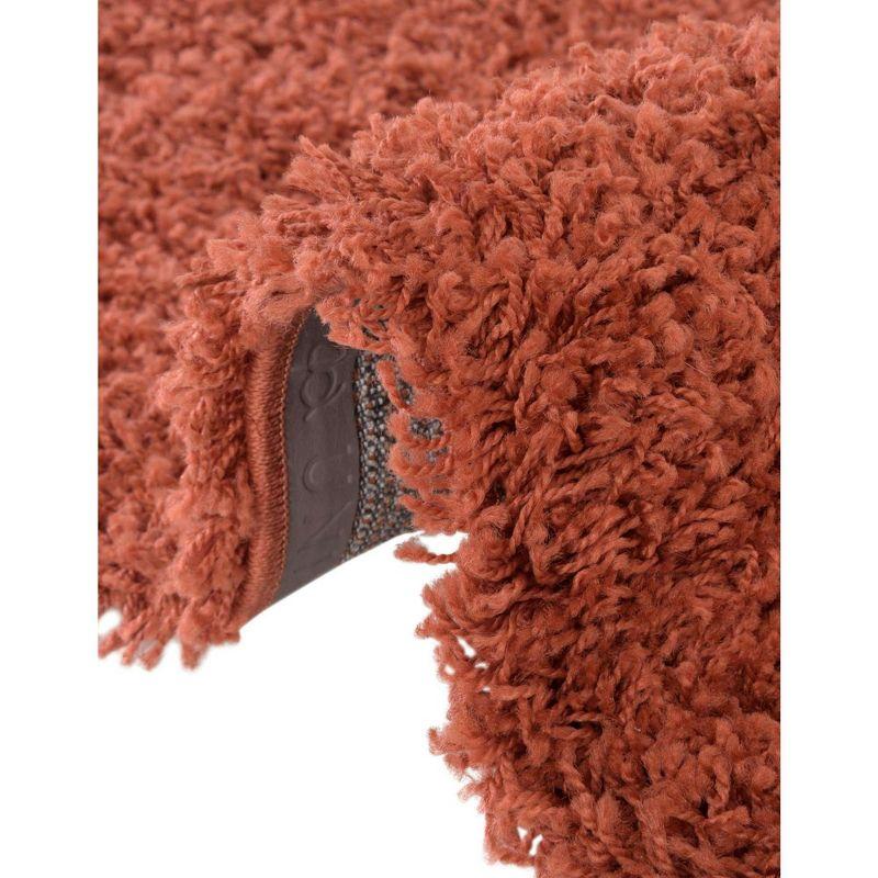 Kids' Playful Square Shag Rug in Vibrant Red-Orange