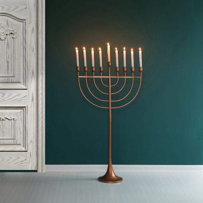 Modern Brass Hanukkah Menorah with 9 Branches