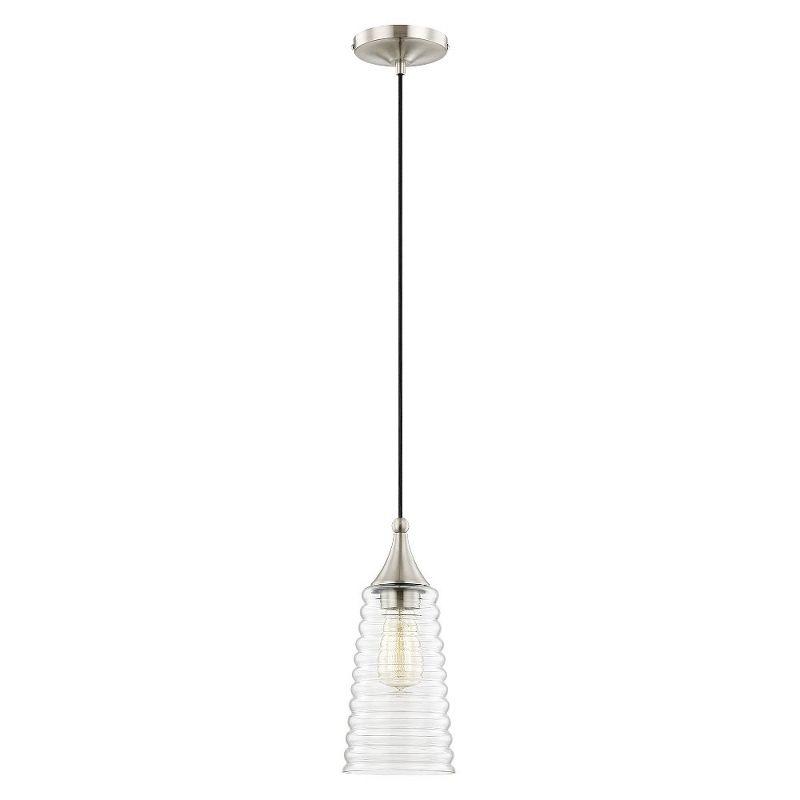 Coastal Elegance Brushed Nickel 1-Light Mini Pendant with Clear Glass