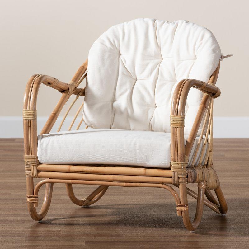 bali & pari Aliane Modern Bohemian Natural Brown Antique Rattan Armchair