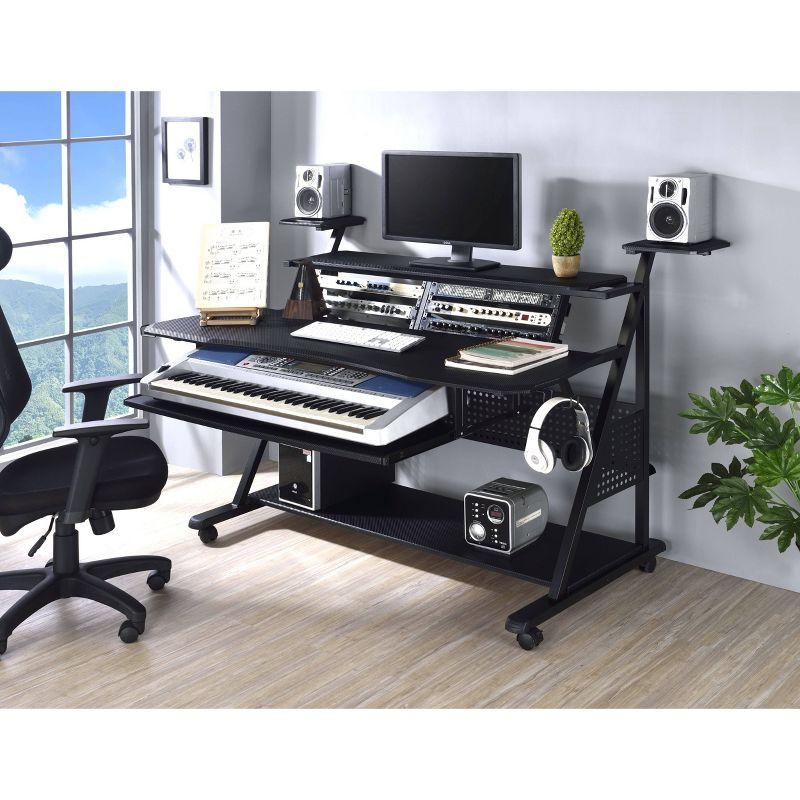 Acme Black Studio Music Desk with Drawer and Keyboard Tray