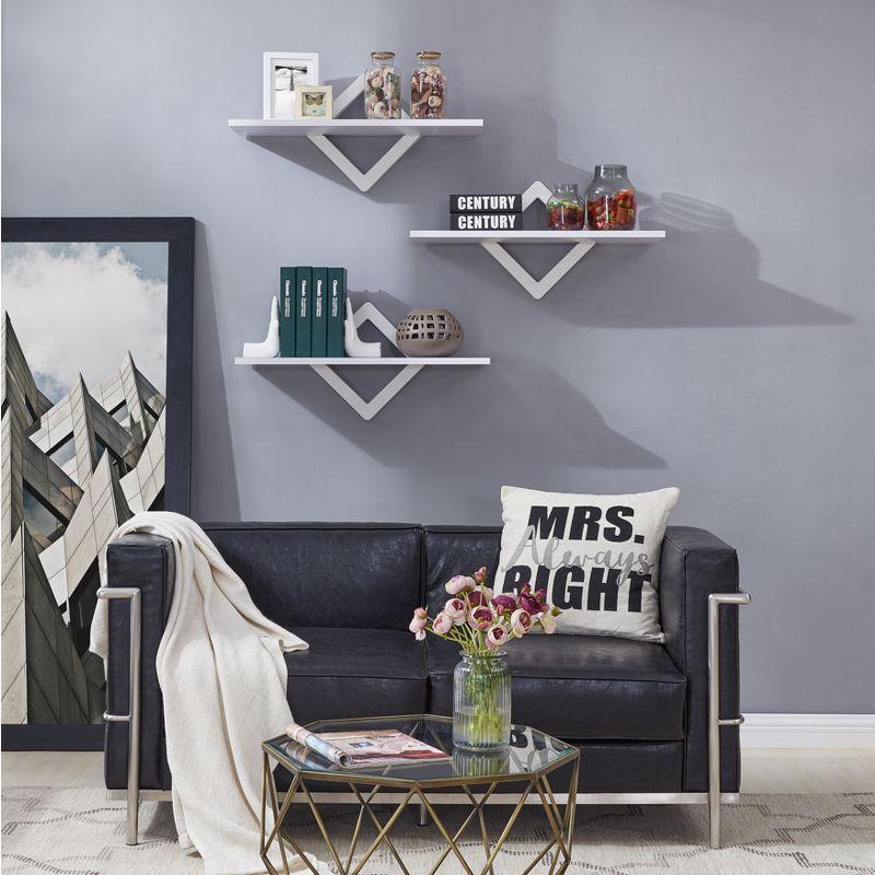 40" x 27.5" Three Tier Diamonds Shelving System White - Danya B.: Modern Laminated MDF, Includes Mounting Hardware