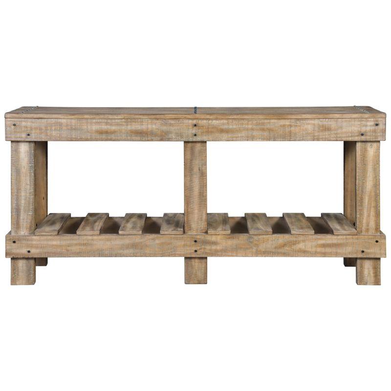 Susandeer Sofa and Console Table Brown - Signature Design by Ashley: Modern Entryway, Open Shelf Storage