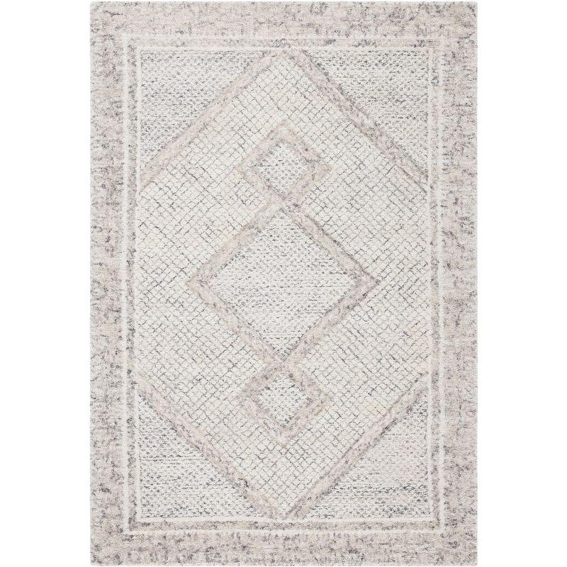 Ivory Abstract Hand-Tufted Wool Rectangular Rug 2' x 3'