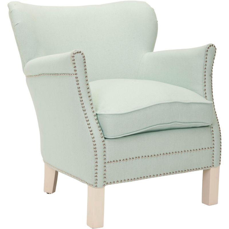 Robins Egg Blue Transitional Arm Chair with Silver Nail Heads