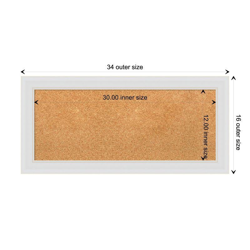 Amanti Art Natural Cork Board Framed Flair Soft White Bulletin Board 34 in. x 16 in.