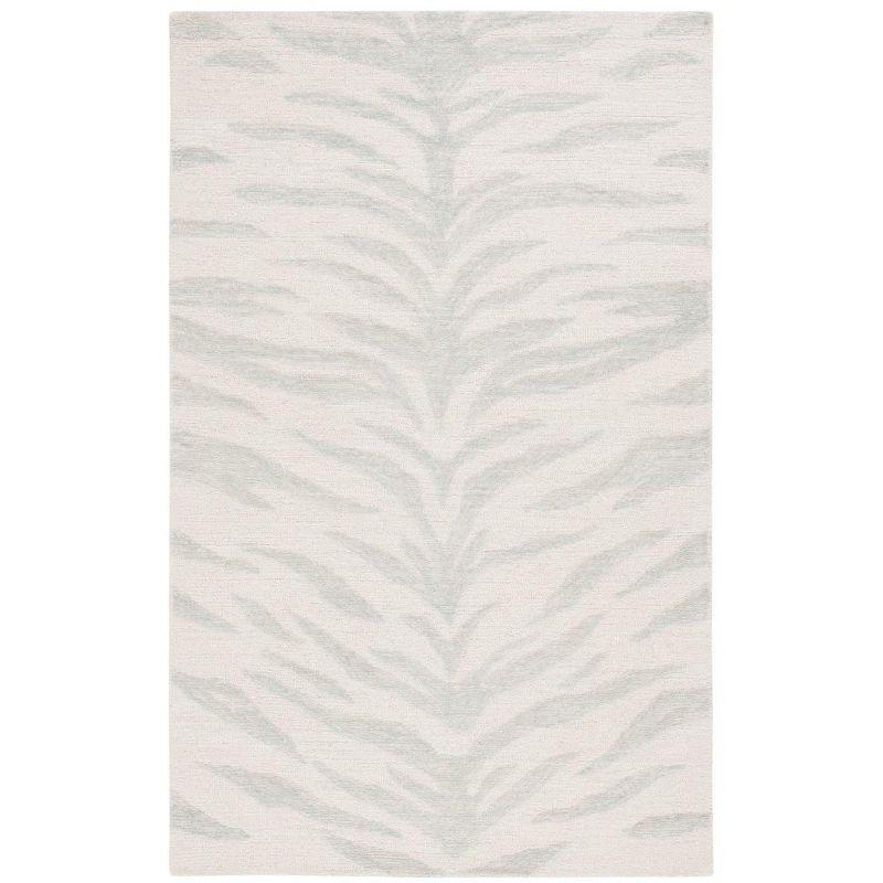 Green and Ivory Hand-Tufted Wool 6' x 9' Area Rug