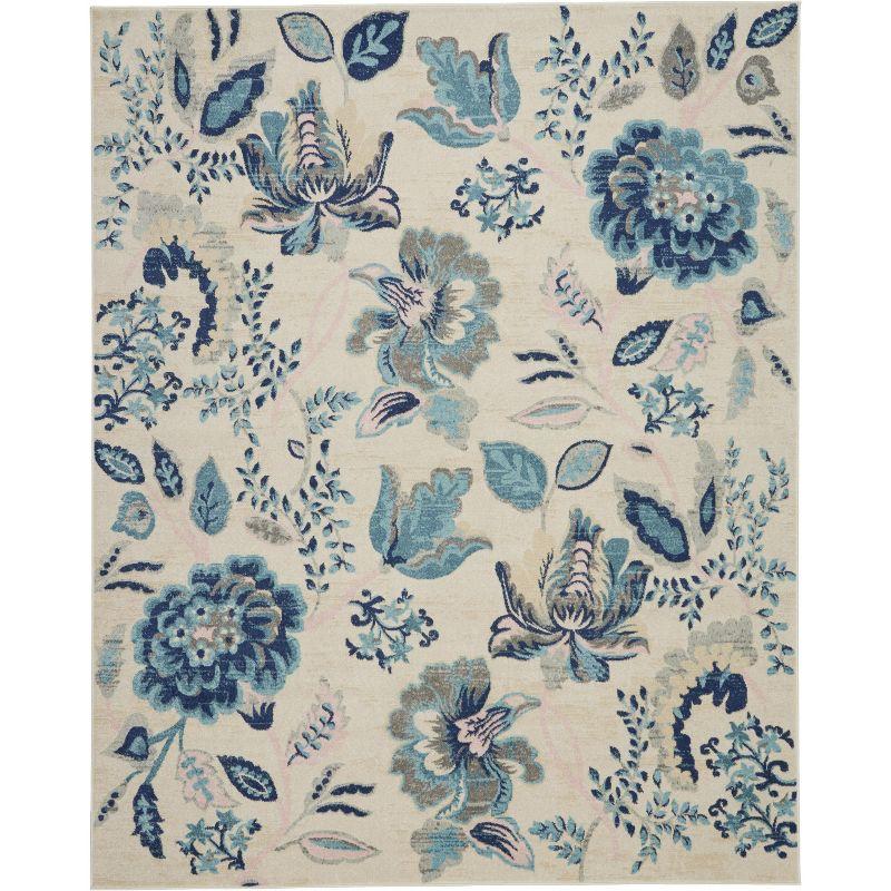 Nourison Tranquil 8' X 10' Ivory/Light Blue Area Rug French Country Eclectic Floral by Nourison