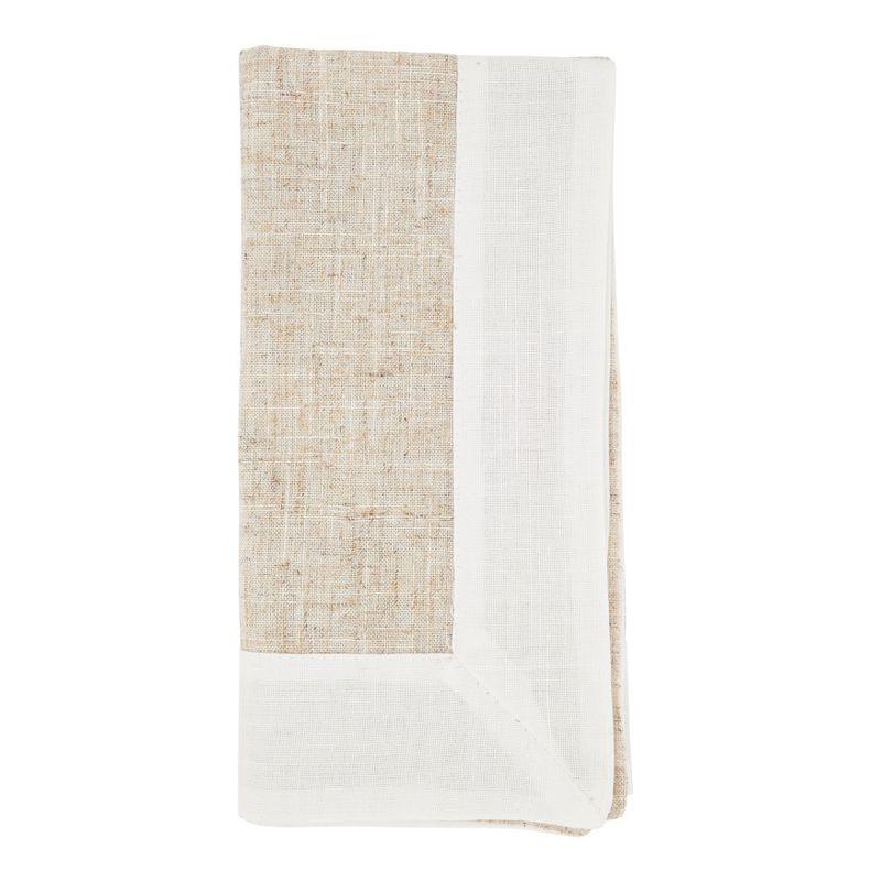 Natural Two Tone Linen Dinner Napkins Set of 4