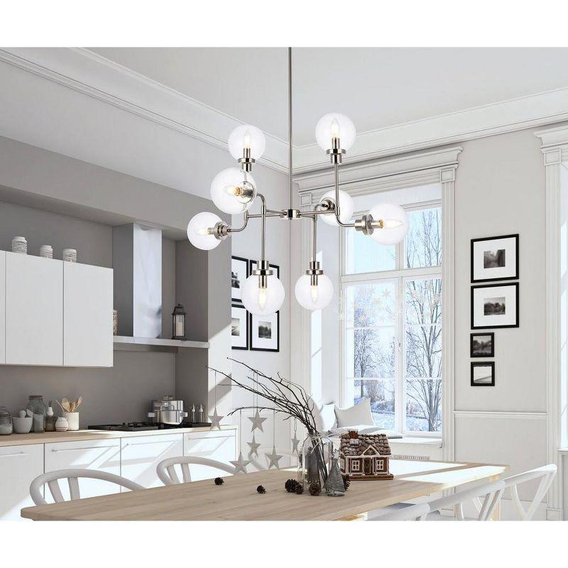 Elegant Lighting Hanson 8 lights pendant in polished nickel with clear shade