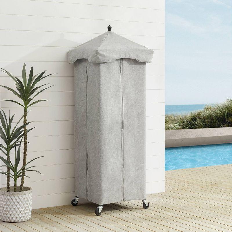 Gray Metal Poolside Towel Valet with Wheels