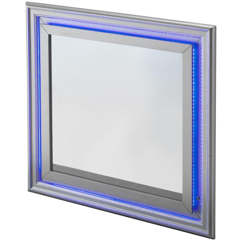 Passion Furniture Lorana 38 in. x 38 in. Modern Square Framed Silver Champagne Dresser Mirror