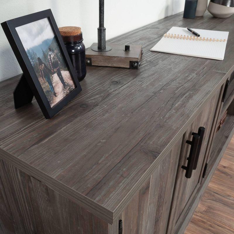 Sauder Aspen Post Large Office Credenza Pebble Pine: Adjustable Shelf, Metal Slides, Laminated Surface