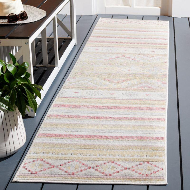 Ivory Beige Geometric Reversible Indoor/Outdoor Runner Rug