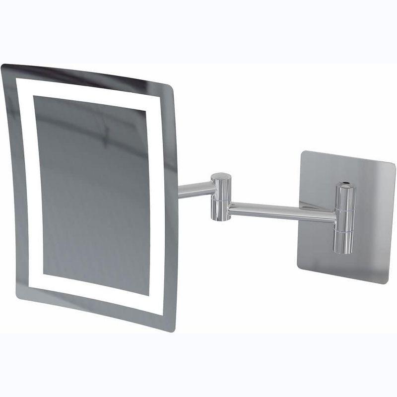 Contemporary Chrome LED Magnifying Wall Mirror with Switchable Light