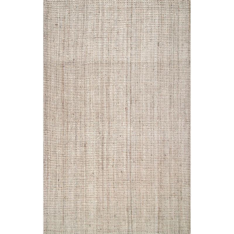 nuLOOM Ashli Solid Farmhouse Jute Area Rug, 3' x 5', Off White