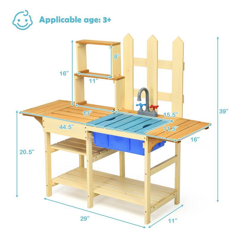 Costway Kid's Wooden Mud Kitchen Pretend Cook Playset Toy For Children