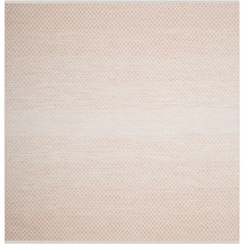 Coastal Charm 4' Square Handwoven Beige/Ivory Cotton Accent Rug