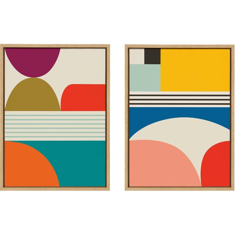 (Set of 2) 18" x 24" Sylvie Mid-Century Modern Patterns Framed Canvas Set Natural - Kate & Laurel All Things Decor