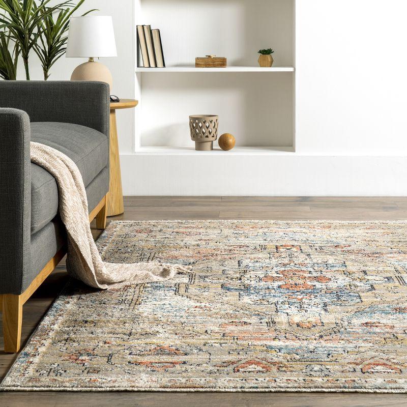 Nuloom Marley Medallion 7x9 Indoor Area Rug for Living Room Bedroom Dining Room Kitchen, Beige/Ivory