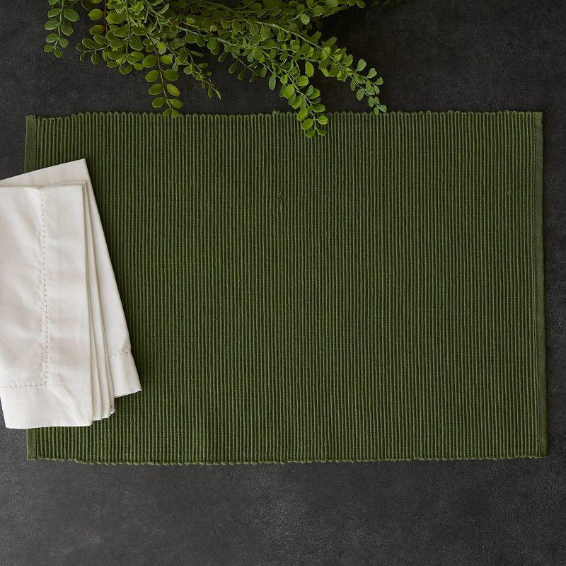Green Sage Placemats (Set Of 6) - Design Imports: Cotton Rectangular Table Mats, Machine Washable