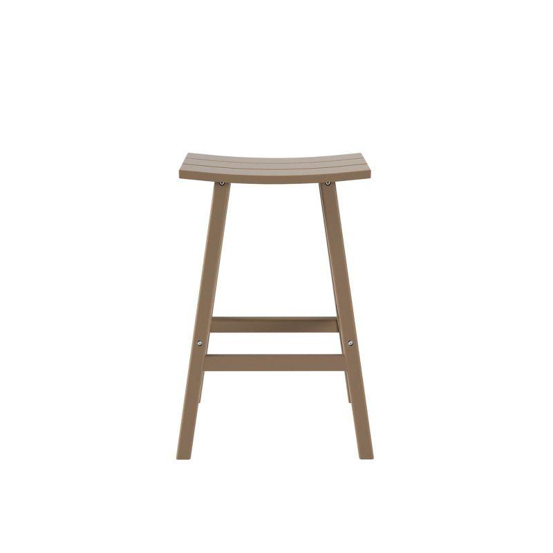 WestinTrends Malibu HDPE Outdoor Patio 29" Bar Stool Saddle Seat, Weathered Wood