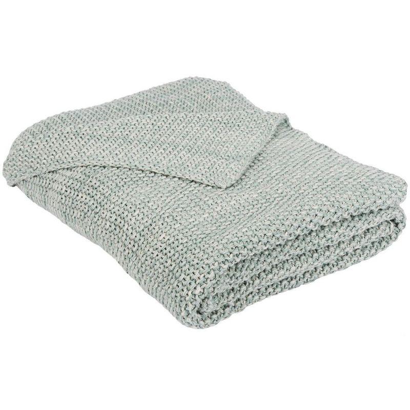 Liliana Knit Throw Blanket - Dull Blue/Natural - 50" x 60" - Safavieh .