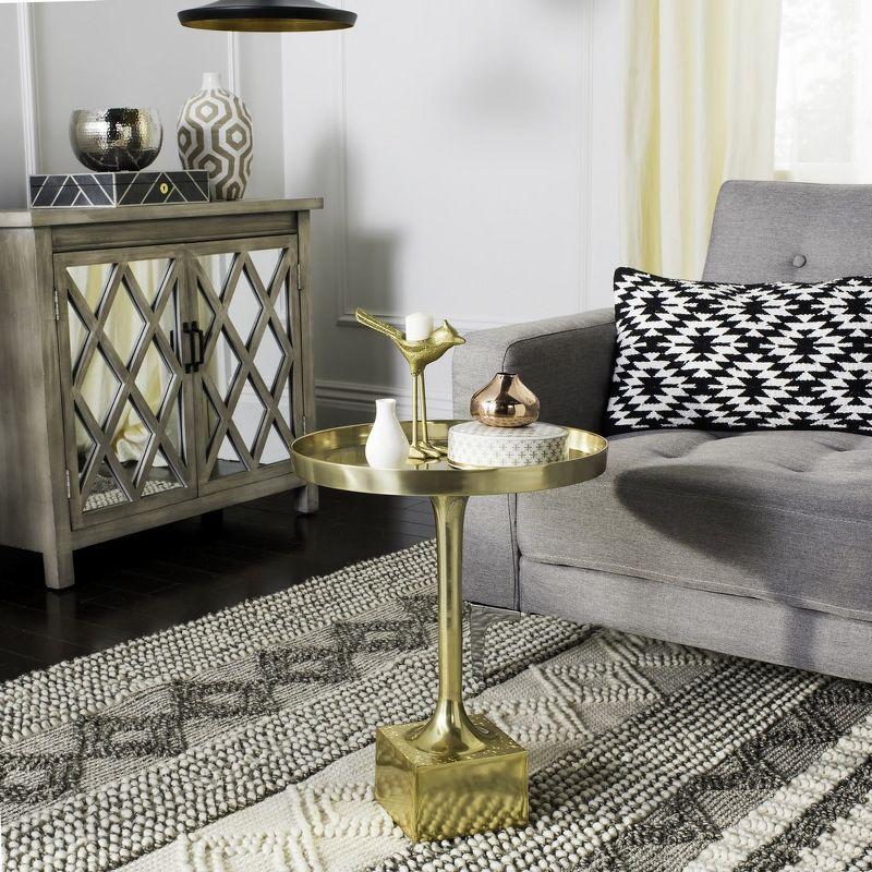 Corvus Round Side Table - FOX5519A - Antique Brass - Safavieh Couture