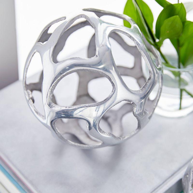 Olivia & May Set of 3 Decorative Aluminum Balls Silver : Textured Orb Sculptures for Tabletop Decor
