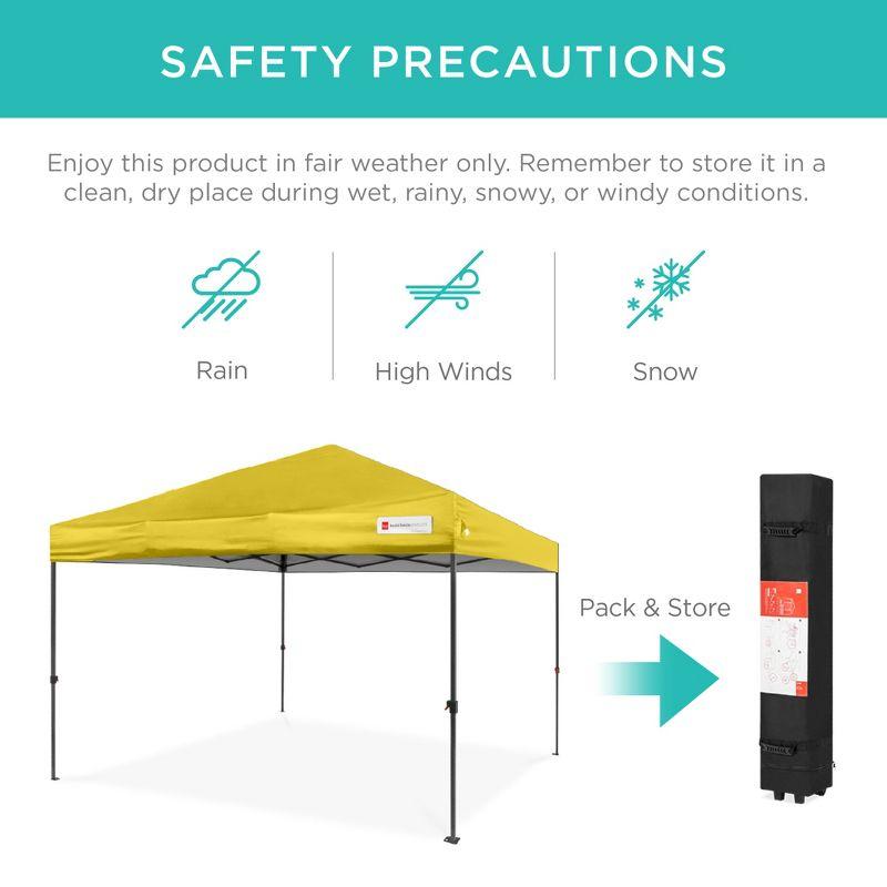 Best Choice Products 10x10ft Easy Setup Pop Up Canopy w/ 1-Button Setup, Wheeled Case, 4 Weight Bags - Yellow