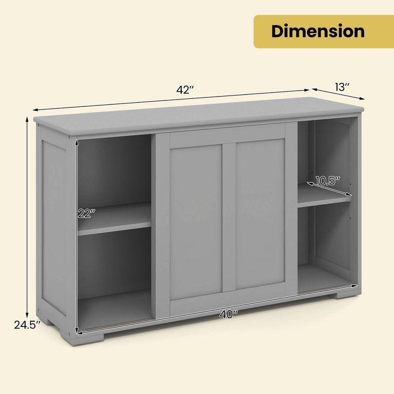 Costway Kitchen Storage Cabinet Sideboard Buffet Cupboard Wood Sliding Door Pantry Gray
