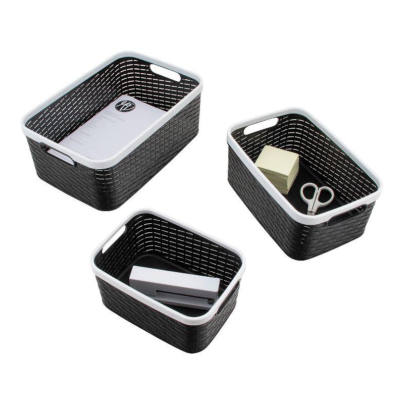 Advantus Open Lid Storage Bin Black/White 3/Pack (39220)