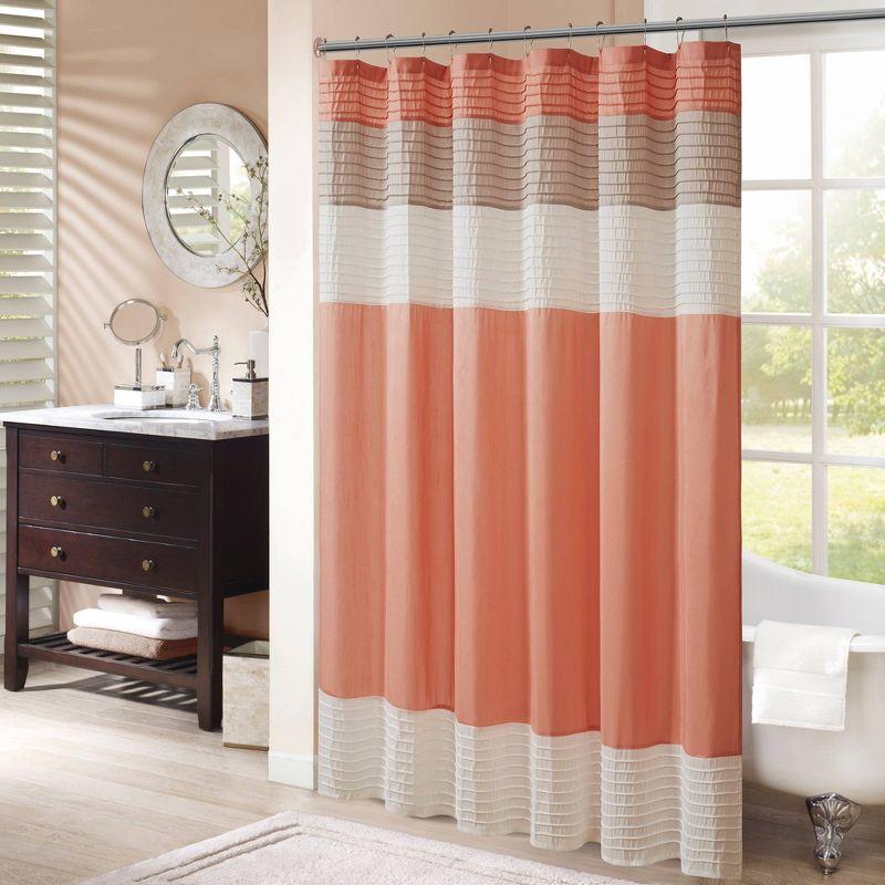 Amherst Striped Faux Silk Shower Curtain