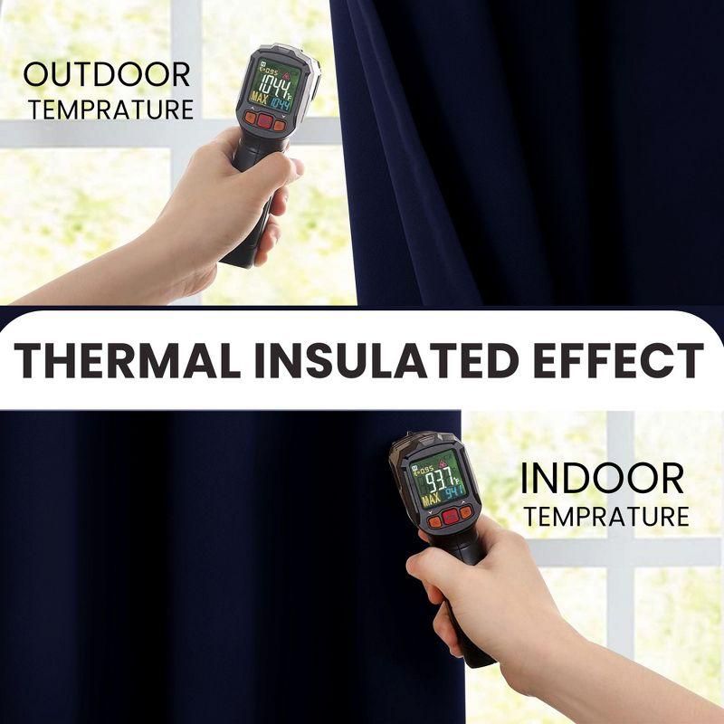 Set of 2 Blackout Curtains for Windows Room Darkening & Noise Reducing Solid Curtains - 42x63 Inch (NAVY-BLUE)