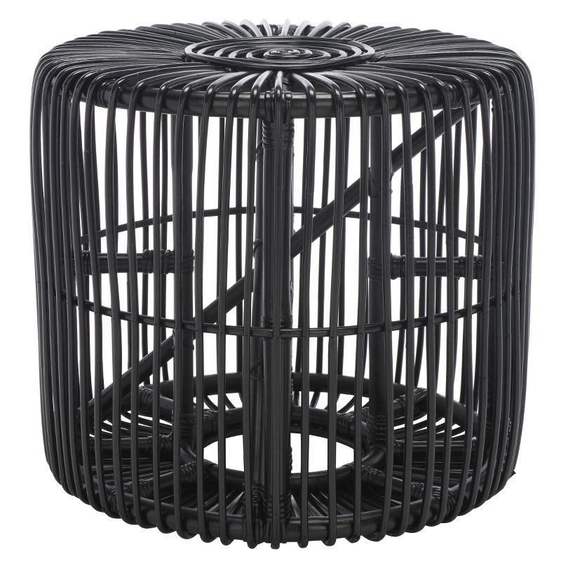 Jabez Black Rattan Round Accent Table