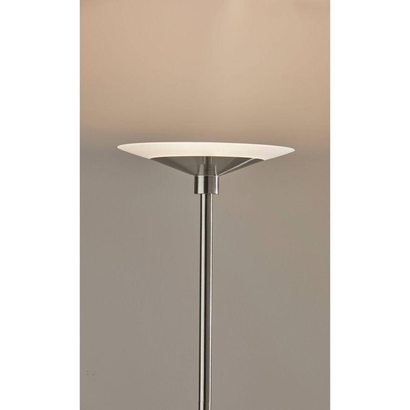 Adesso Solar Torchiere (Includes LED Light Bulb) Silver: Modern Touch Sensor, Dimmable Glass Shade, ETL Listed