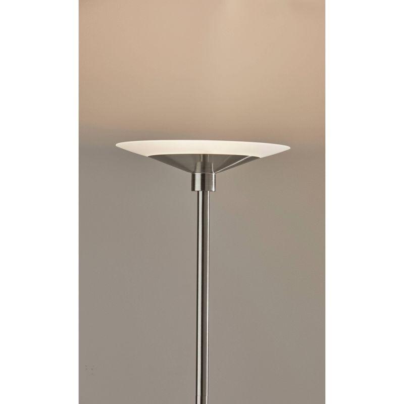 Adesso Solar Torchiere (Includes LED Light Bulb) Silver: Modern Touch Sensor, Dimmable Glass Shade, ETL Listed