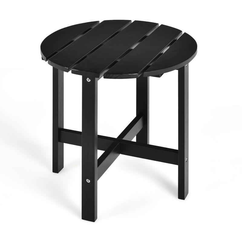 Costway 18'' Patio Round Side End Coffee Table Wooden Slat Garden Deck Black