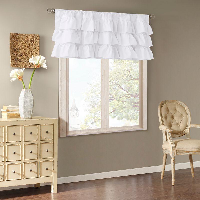 Madison Park Anna Cotton Oversized Ruffle 50" Window Valance
