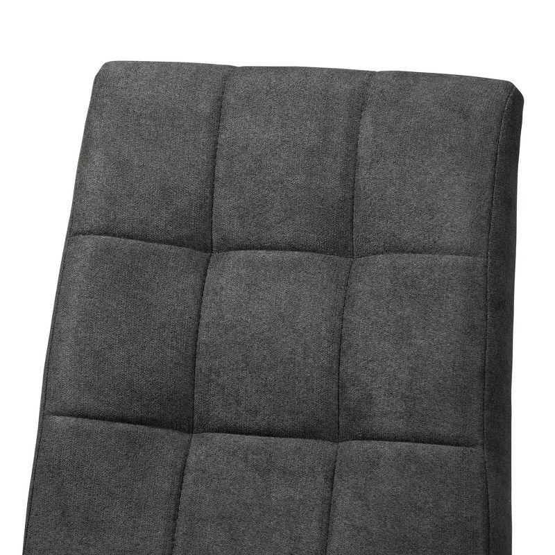 Tara Dark Grey Fabric and Walnut Wood High-Back Arm Chair