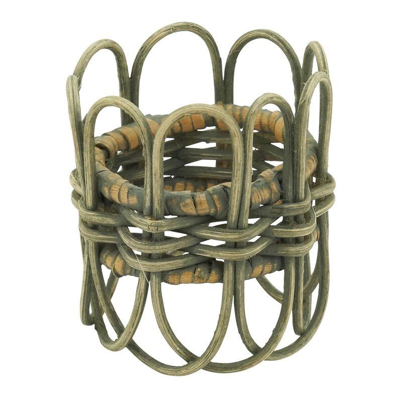 Twisted Gray Rattan Napkin Rings Set of 4