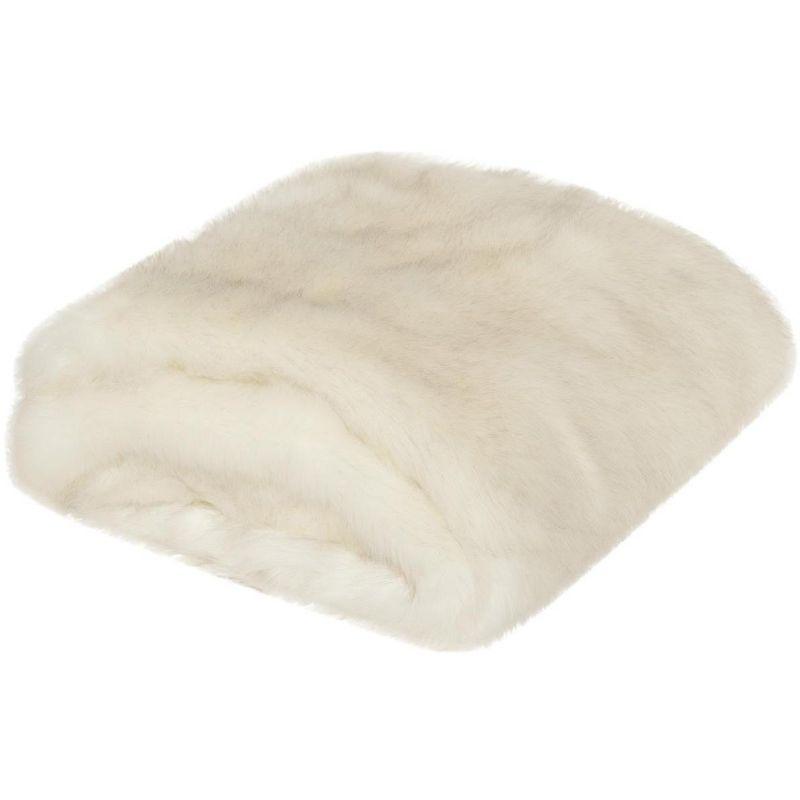 Luxurious White Faux Fur Throw Blanket, 60" x 50"