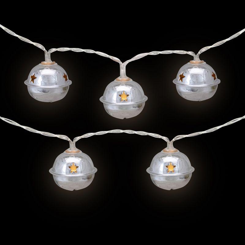 Northlight 10-Count LED Silver Christmas Bells Fairy Lights 5.5ft Clear Wire
