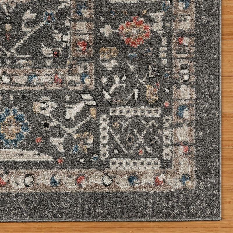 Heirloom Dov Transitional Oriental Border Floral Gray Polypropylene Area Rug