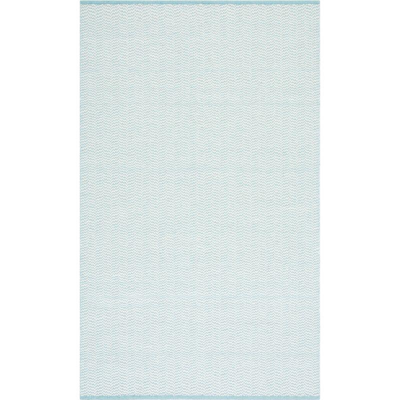 Teal and Ivory Hand-Knotted Wool 8' x 10' Area Rug