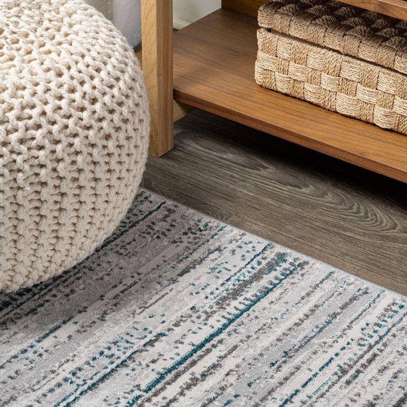 8'x10' Loom Modern Strie'  Area Rug, Gray/Turquoise - JONATHAN Y