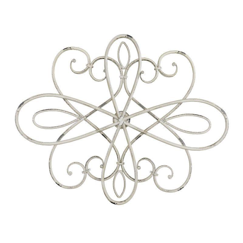 Medallion Metal Wall Art- 15 Inch Oval Swirl Metal Home Décor, Hand Crafted with Distressed Finish- Mounting Screws Included by Lavish Home