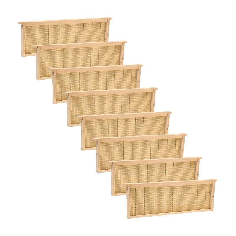 Lehman's Beekeeping Beehive Frame with Wired Beeswax Foundation, Medium Assembled Honey Bee Hive, Amish Made Set of 8