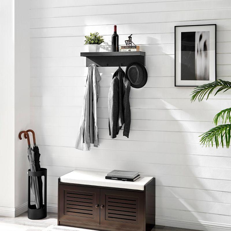 25.6" x 5.75" Wall Mounted Entryway Coat Rack with Decorative Ledge Shelf and Hooks - Danya B.